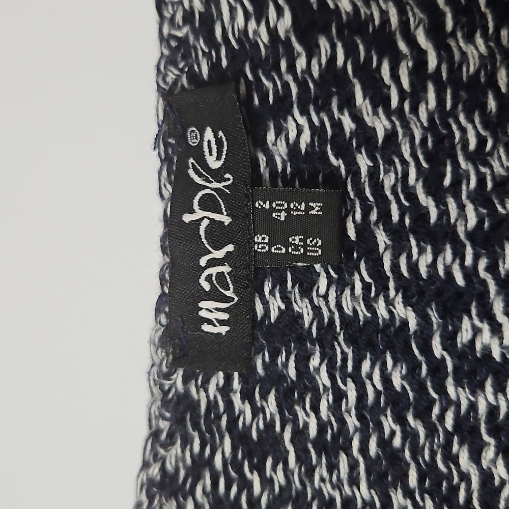 Marble Women's V-Neck Sweater - Navy and White